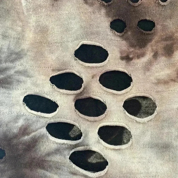 ❤️2/$30❤️[L]Minkas Mesh Accented Multi  Material Patches Tunic Sweater - Picture 9 of 11